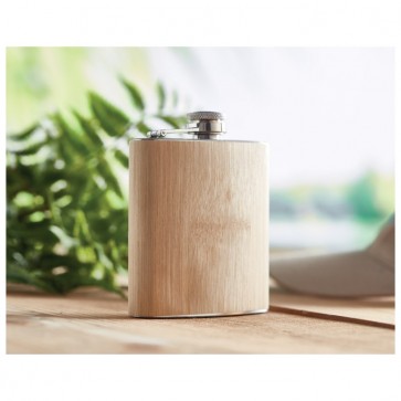Pljoska metalna presvučena bambusom 175ml natur