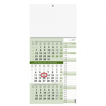 KALENDAR TRODJELNI PLANER ZELENI 2027 OG 