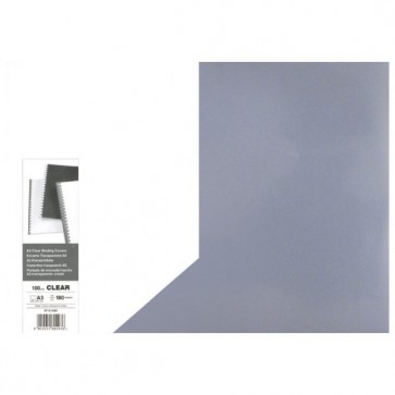 Korice za spiralni uvez 180my pvc A3 pk100 GBC prozirne