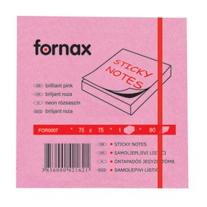 Blok samoljepljiv 75x75mm 80L neon-rozi