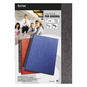 Korice za spiralni uvez 250g karton A4 pk100 Fornax crne