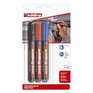 Marker permanentni 1,5-3mm okrugli vrh Edding 300/3boje blister