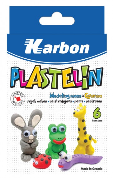 Plastelin KARBON 6 boja 100g P20/240