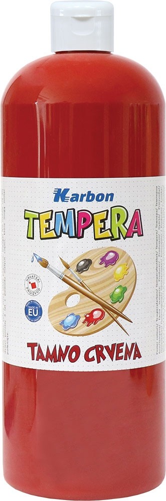 Tempera 1000ml boca KARBON tamno crvena