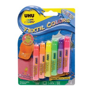 Boja za tekstil 7mlx6boja Glitter Uhu.38990 blister