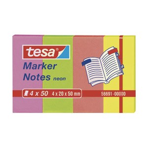 Blok samoljepljiv 20x50mm 4x50L Marker notes Tesa 56691 neon mix