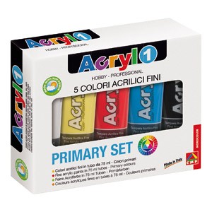 Boja tempera akrilna 75ml pvc tuba 5boja CMP 421TATM5