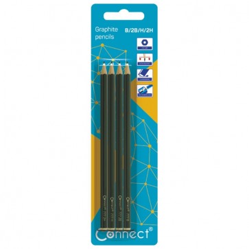 Olovka grafitna B,2B,H,2H pk4 Connect blister