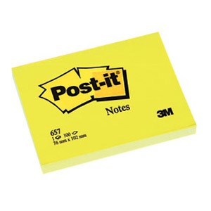 Blok samoljepljiv 102x76mm 100L Post-it 3M 657 žuti