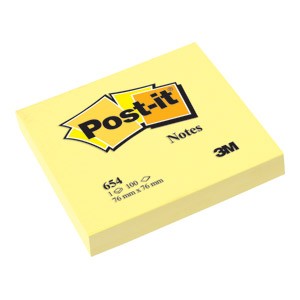 Blok samoljepljiv 76x76mm 100L Post-it 3M 654 žuti