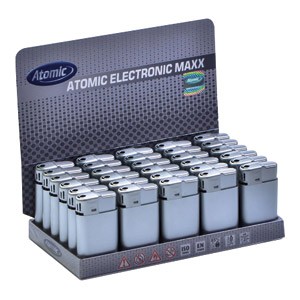 Upaljač elektronski sjajni Atomic MAXX srebrni