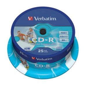 CD-R 700/80 52x spindl AZO printable pk25 Verbatim 43439