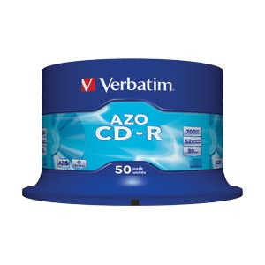 CD-R 700/80 52x spindl AZO Crystal pk50 Verbatim 43343