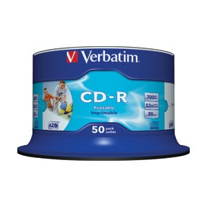 CD-R 700/80 52x spindl AZO printable pk50 Verbatim 43438