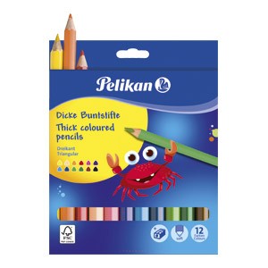 Boje drvene jumbo 12boja+šiljilo Pelikan 700160 blister